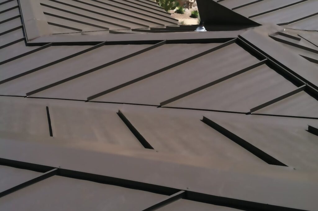 A home with a low slope roofing installation